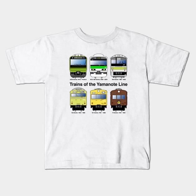 Trains of the Yamanote Line Kids T-Shirt by conform